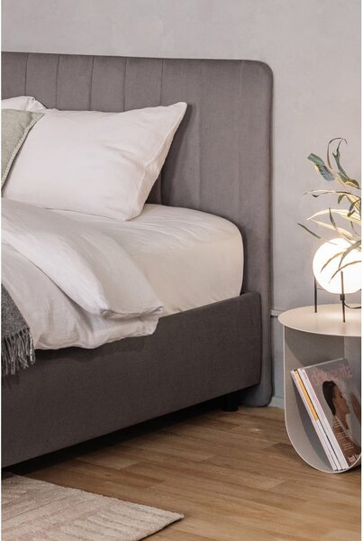 Šedá čalouněná dvoulůžková postel s úložným prostorem s roštem 160x200 cm Myra Slim Line – Bonami Selection