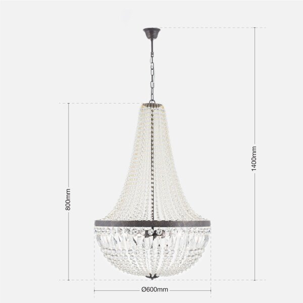 Orion HL 6-1497/6 - Křišťálový lustr na řetězu ARILA 6xE27/60W/230V hnědá/patina