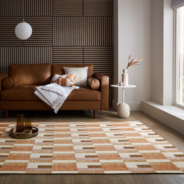 Koberec v oranžovo-přírodní barvě 155x230 cm Riley Block Geo – Flair Rugs