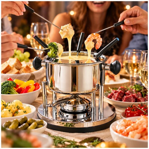 Fondue set z nerezové oceli, 10dílný