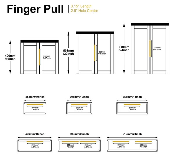 Rand Zwarte Vinger, úchytka na skříň, 10 kusů, moderní design, rozteč otvorů 6,3 palce