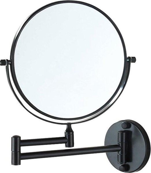 Zrcadlo do make-upu – toaletní zrcadlo – pro nanášení make-upu – nastavitelný úhel – průměr 20 cm – černá barva