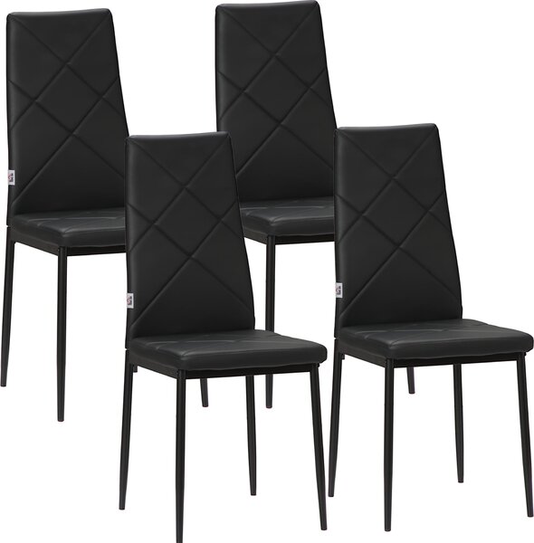 Sweiko, sada 4 židlí, jídelní židle, kuchyňské židle, moderní design, rozměry 41 cm x 50 cm x 97 cm, barva: černá