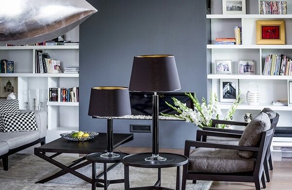 4concepts Designová stolní lampa FJORD BLACK Barva: Černo-bílá
