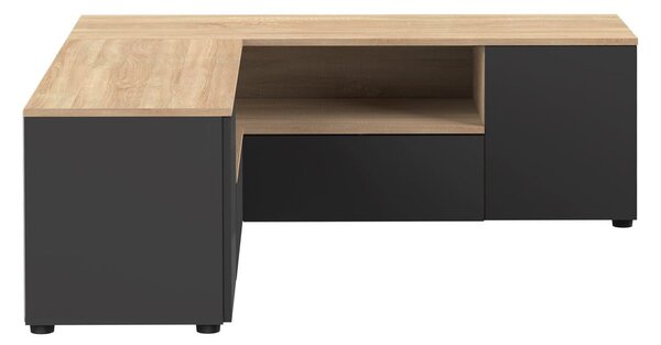TV stolek v dekoru dubu v černo-přírodní barvě 130x46 cm Angle – TemaHome