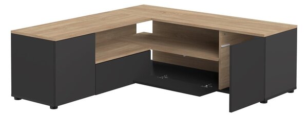TV stolek v dekoru dubu v černo-přírodní barvě 130x46 cm Angle – TemaHome