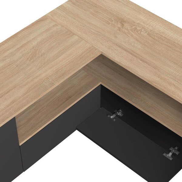 TV stolek v dekoru dubu v černo-přírodní barvě 130x46 cm Angle – TemaHome