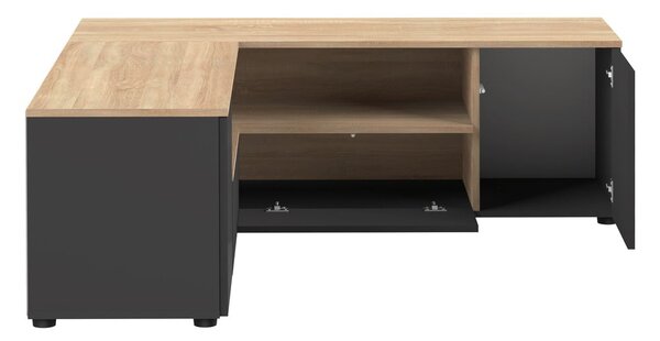 TV stolek v dekoru dubu v černo-přírodní barvě 130x46 cm Angle – TemaHome