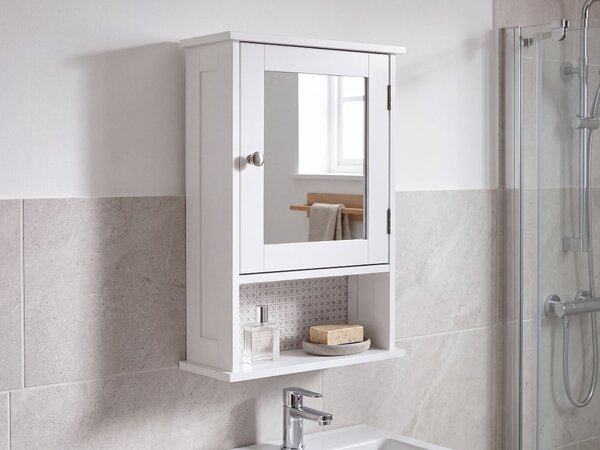 Nástěnná zrcadlová skříňka do koupelny HUILA 34 cm 53 cm Bílá