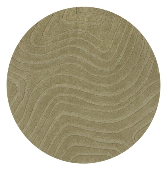 Khaki ručně tkaný vlněný kulatý koberec ø 160 cm Mesmerise Sage – Flair Rugs
