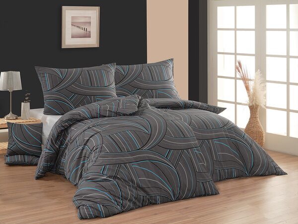 Povlečení Ezio Grey Bavlna deluxe 1x 140/200, 1x 70/90