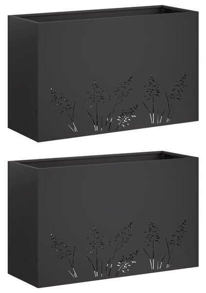 Zahradní pěstebník 2 ks Černá 80 x 20 x 49 cm
