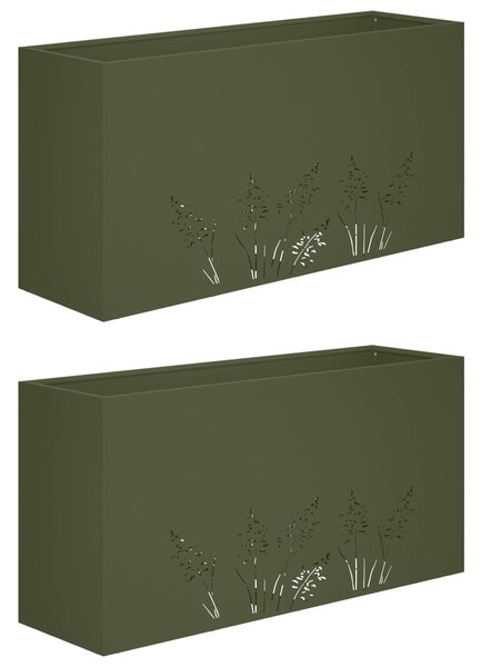 Zahradní pěstebník 2 ks Olivově zelená 100 x 20 x 49 cm