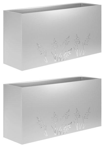 Zahradní pěstebník 2 ks Stříbrná 100 x 20 x 49 cm