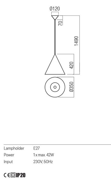 Redo Minimalistické závěsné svítidlo KONOS, ø35cm Barva: Černá