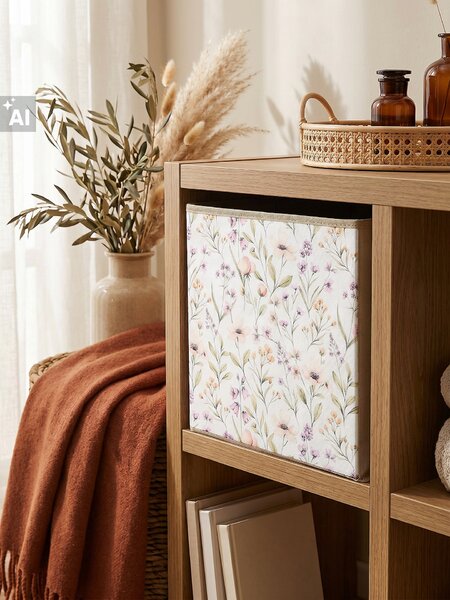 Sinsay - Skládací úložný box s květinovým vzorem - béžová