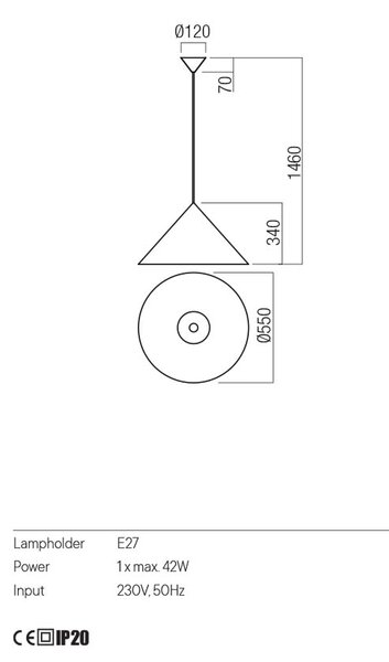 Redo Minimalistické závěsné svítidlo KONOS, ø55cm Barva: Černá