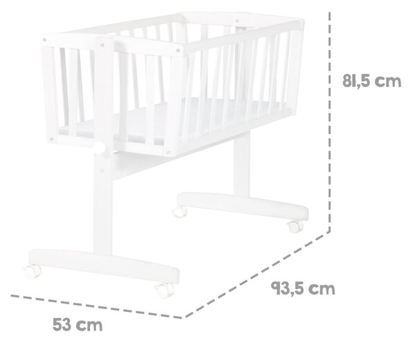 Bílá kolébka na kolečkách 40x90 cm – Roba
