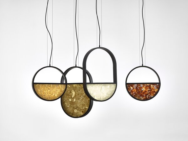 Brokis Designové závěsné svítidlo Geometric Oval 2/3 Bottom PC1150 Barva spodní části skla: triplex opál BROKISGLASS (CGGB2768), Povrchová úprava skla: lesklý povrch (lícová strana) (CGSU2736)