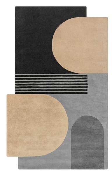 Černo-šedý ručně tkaný vlněný koberec 120x180 cm Lozenge Monochrome – Flair Rugs