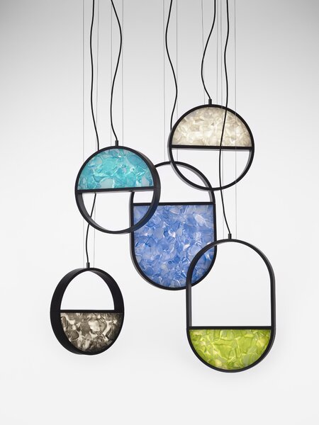 Brokis Designové závěsné svítidlo Geometric Oval 2/3 Bottom PC1150 Barva spodní části skla: triplex opál BROKISGLASS (CGGB2768), Povrchová úprava skla: lesklý povrch (lícová strana) (CGSU2736)