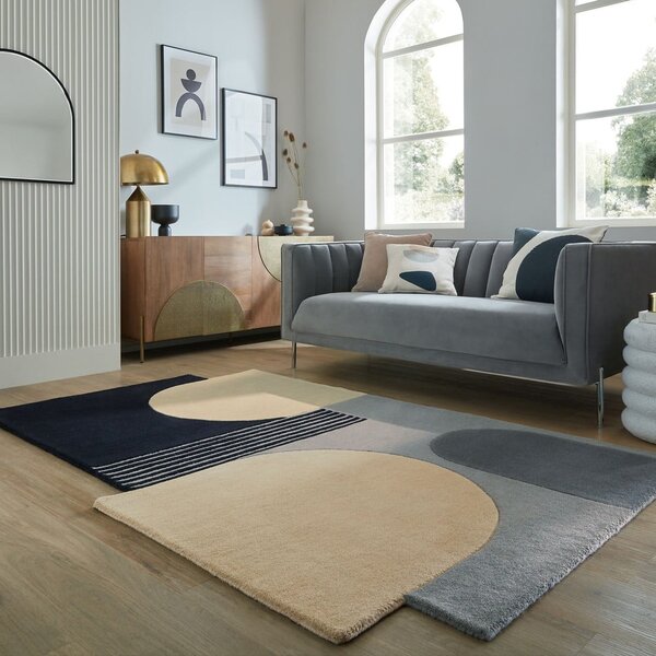 Černo-šedý ručně tkaný vlněný koberec 120x180 cm Lozenge Monochrome – Flair Rugs