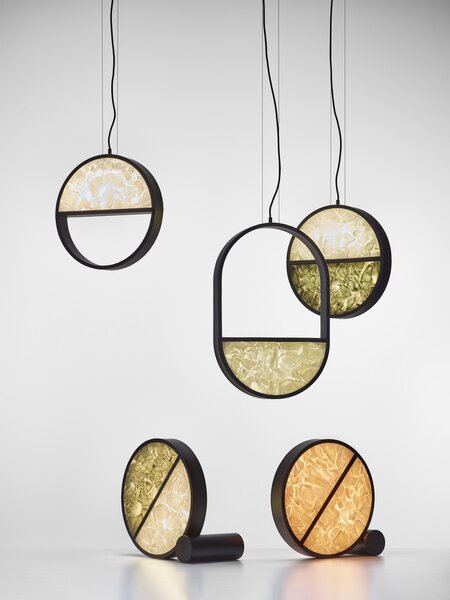 Brokis Designové závěsné svítidlo Geometric 1/2 TOP PC1141, ⌀40cm Barva spodní části skla: triplex opál BROKISGLASS (CGGB2768), Povrchová úprava skla: lesklý povrch (lícová strana) (CGSU2736)