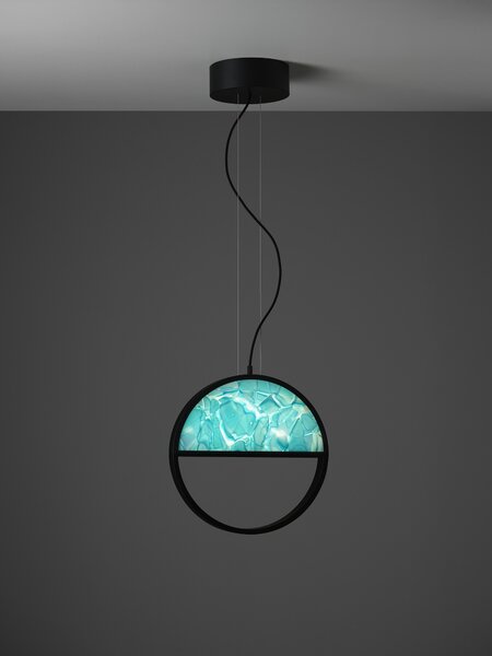 Brokis Designové závěsné svítidlo Geometric 1/2 TOP PC1141, ⌀40cm Barva spodní části skla: triplex opál BROKISGLASS (CGGB2768), Povrchová úprava skla: lesklý povrch (lícová strana) (CGSU2736)