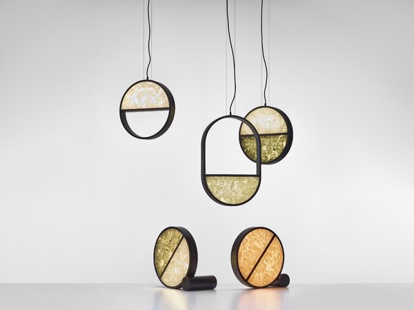 Brokis Designové závěsné svítidlo Geometric 1/2 TOP PC1141, ⌀40cm Barva spodní části skla: triplex opál BROKISGLASS (CGGB2768), Povrchová úprava skla: lesklý povrch (lícová strana) (CGSU2736)