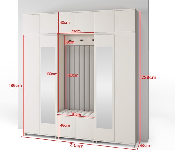 Předsíňová stěna Bianco 12 - P/6 Barva čalounění: Černá - Trinity 16
