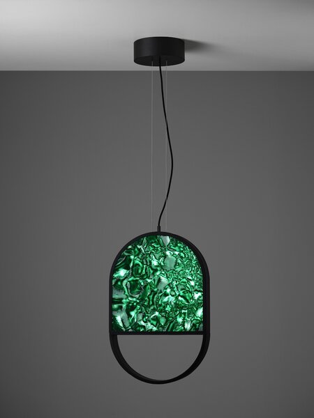 Brokis Designové závěsné svítidlo Geometric Oval 2/3 Top PC1144 Povrchová úprava skla: lesklý povrch (lícová strana) (CGSU2736), Barva horní části skla: triplex opál BROKISGLASS (CGC2676)