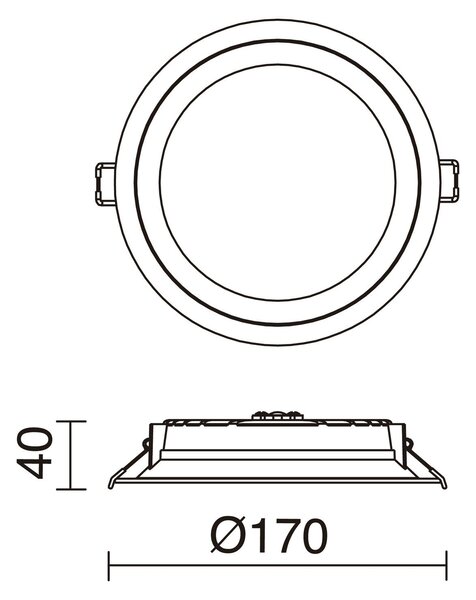 Indeluz zápustný downlight Calypso 3000K170mm