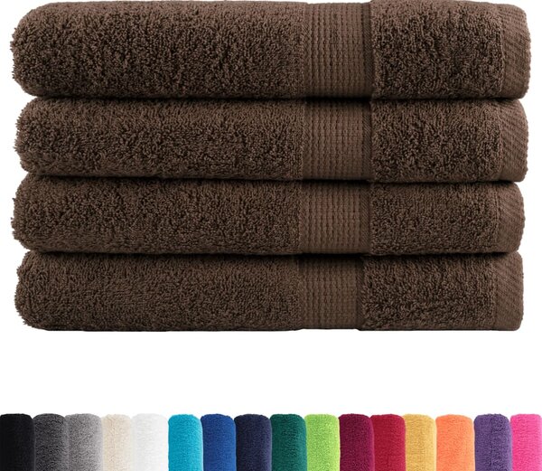 Prémiové ručníky SOLUND 4 ks hnědé 100x200 cm 600 g/m² 137246
