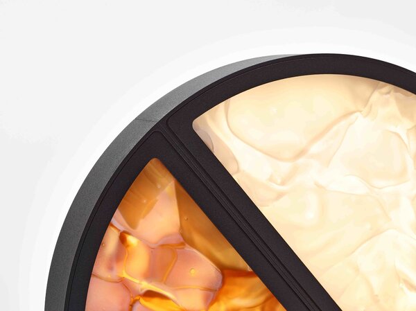Brokis Designová stolní lampa Geometric PC1270, ⌀43cm Barva spodní části skla: triplex opál BROKISGLASS (CGGB2768), Povrchová úprava skla: lesklý povrch (lícová strana) (CGSU2736), Barva horní části skla: triplex opál BROKISGLASS (CGC2676)