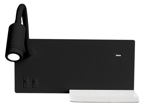 Nástěnné LED svítidlo Shelf, 1x LED 4+5+2w, 4000k, b/w, vypínač