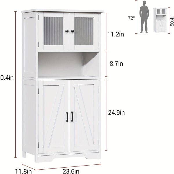 Skříňka do koupelny - Úložná skříň - Vysoká skříň - Skříňka pod umyvadlo - Zrcadlová skříň - Výška 69 cm - Nastavitelné police