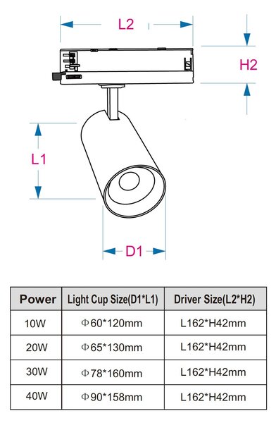 Reflektor do 3F lišty LED Philips Driver >90Ra Černá10W3000K