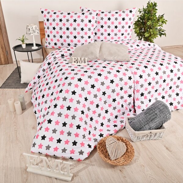 Povlečení dětské hvězdičky růžové EMI, Standardní set jednolůžko obsahuje 1x 140x200 + 1x 70x90