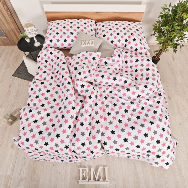 Povlečení dětské hvězdičky růžové EMI, Standardní set jednolůžko obsahuje 1x 140x200 + 1x 70x90
