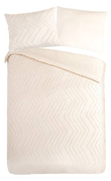 Krémové prodloužené povlečení na jednolůžko z mikrovlákna 140x220 cm Pure Zigzag – Good Morning