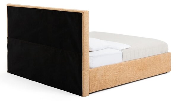 Čalouněná dvoulůžková postel s úložným prostorem s roštem 180x200 cm v hořčicové barvě Thessa Bold Line – Bonami Selection