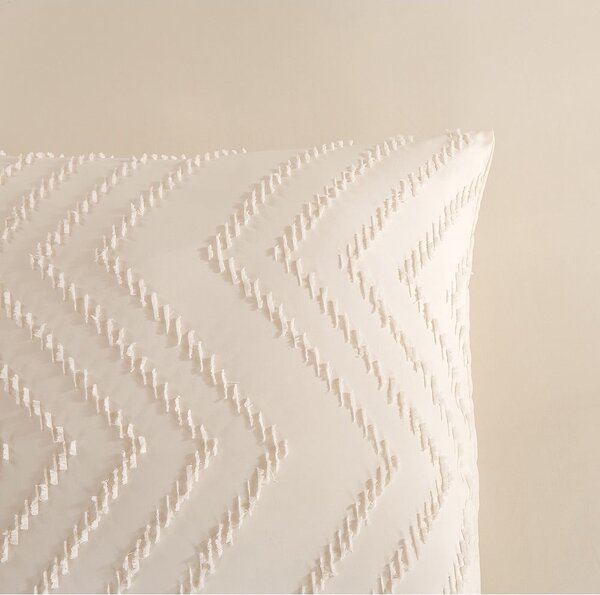 Krémové prodloužené povlečení na dvoulůžko z mikrovlákna 200x220 cm Pure Zigzag – Good Morning