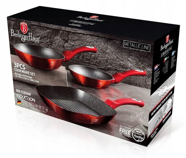 Tradiční pánev Berlinger Haus Metallic Line Burgundy Edition 24 cm s mramorovým povrchem