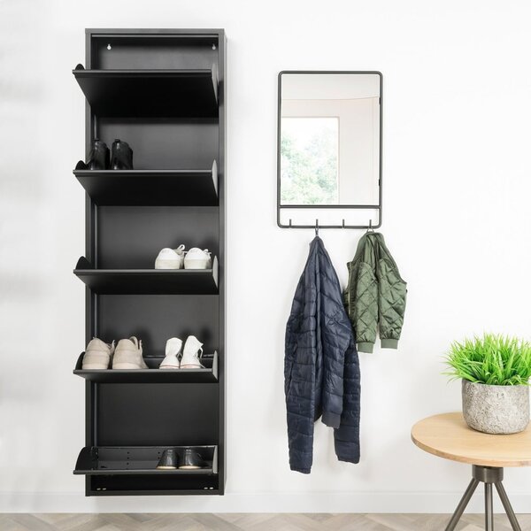 Černý kovový výklopný botník 50x169x15 cm Billy – Spinder Design
