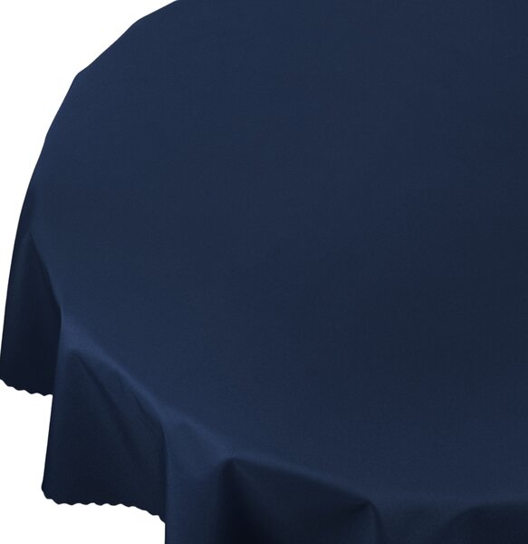 Zahradní ubrus odolný vůči skvrnám a vodě hladký tmavě modrý kulatý průměr 130 cm