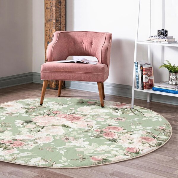 Světle zelený pratelný kulatý koberec vhodný pro robotické vysavače ø 80 cm Comfort – Mila Home