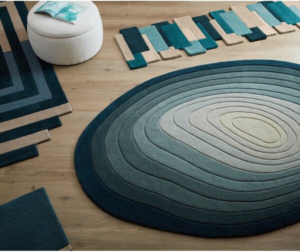 Modrý vlněný koberec 160x230 cm Puddle Ombre Wool – Flair Rugs