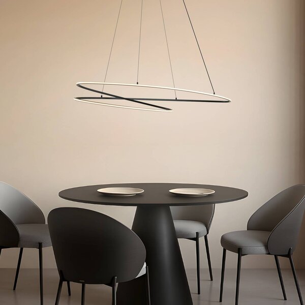 Lucande LED závěsné světlo Gavril, 100 cm, černé, stmívatelné, stmívatelný, Černá, Obývací pokoj / jídelna, kov, Moderní