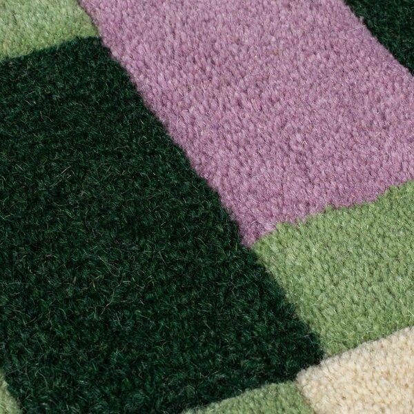 Zeleno-fialový ručně tkaný vlněný koberec 160x230 cm Kai Wool Border – Flair Rugs