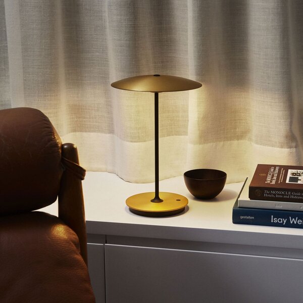 Stolní lampa MARSET, Ginger, stmívatelné, Zlatá / mosazná, Obývací pokoj, Kov, Design